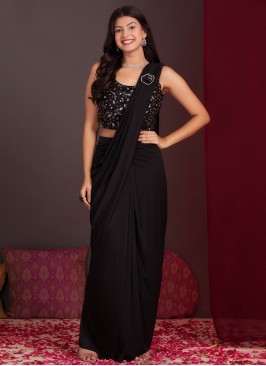 Black Fancy Party Contemporary Saree