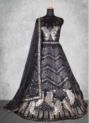 Black Net Festival Designer Lehenga Choli