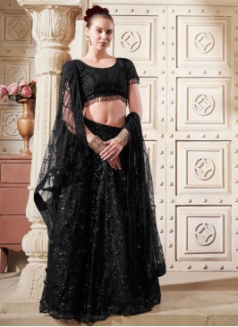 Black Net Reception Readymade Lehenga Choli