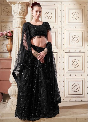 Black Net Reception Readymade Lehenga Choli