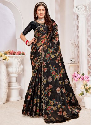 Black Organza Cutwork Classic Saree