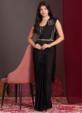 Black Party Lycra Traditional Saree