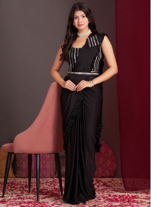 Black Party Lycra Traditional Saree