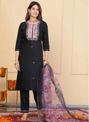 Black Rayon Festival Designer Salwar Kameez