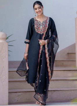 Black Silk Blend Festival Readymade Salwar Kameez