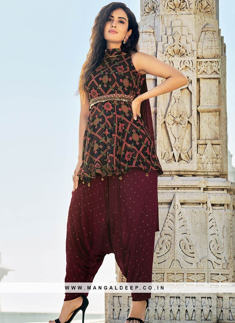 Mulled Grape Kashmiri Tilla Embroidered Dhoti Pants Suit – Talking Threads