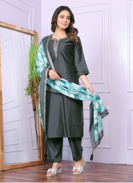 Black Silk Readymade Salwar Kameez