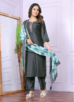 Black Silk Readymade Salwar Kameez