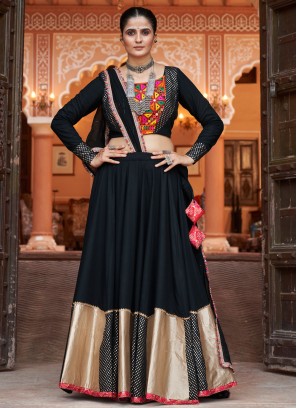 Black Viscose Readymade Lehenga Choli