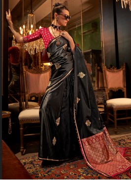 Black Weaving Festival Trendy Saree