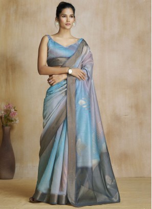 Blissful Digital Print Fancy Fabric Classic Saree