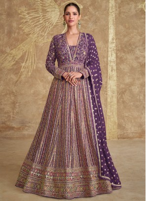 Blissful Georgette Sangeet Floor Length Gown