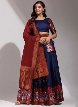 Blissful Navy Blue Trendy Lehenga Choli