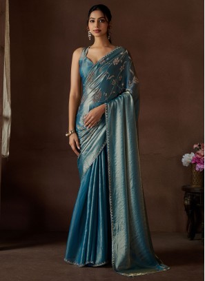 Blue and Firozi Color Classic Saree