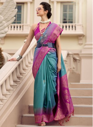 Blue Ceremonial Pure Silk Classic Saree