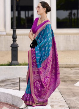 Blue Ceremonial Silk Traditional Saree