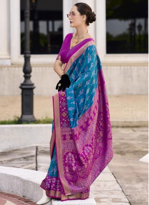 Blue Ceremonial Silk Traditional Saree