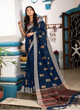 Blue Color Silk Festive Wear Saree