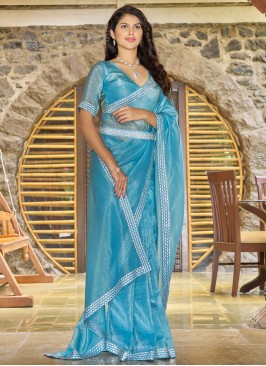 Blue Cutdana Crush Designer Saree