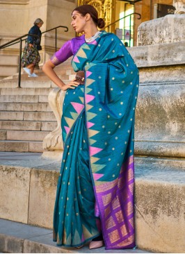 Blue Khadi Silk Ceremonial Saree