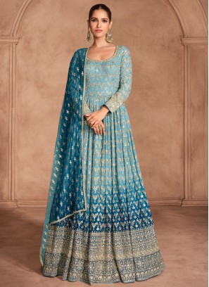 Blue Party Readymade Designer Gown