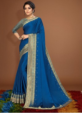 Blue Party Silk Classic Saree