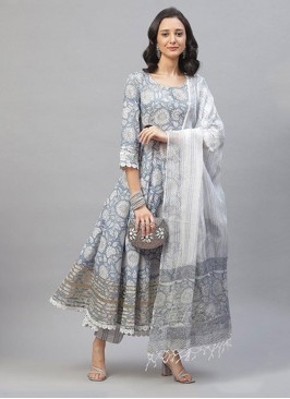 Blue Printed Salwar Kameez