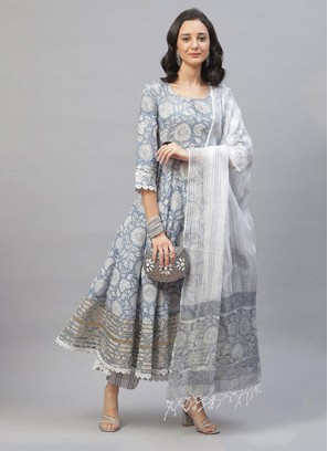 Blue Printed Salwar Kameez