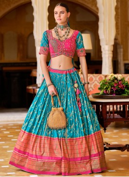 Blue Reception Silk Readymade Lehenga Choli