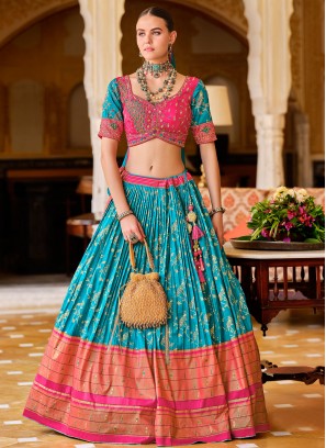 Blue Reception Silk Readymade Lehenga Choli