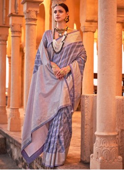 Blue Viscose Festival Contemporary Saree