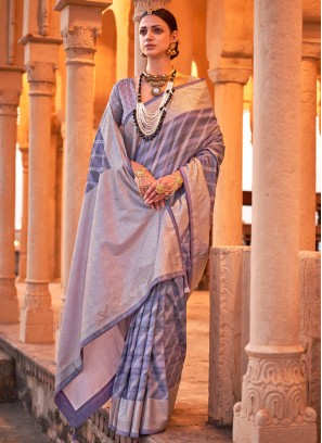 Blue Viscose Festival Contemporary Saree