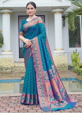 Blue Weaving Ceremonial Classic Saree