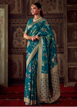 Blue Weaving Contemporary Saree