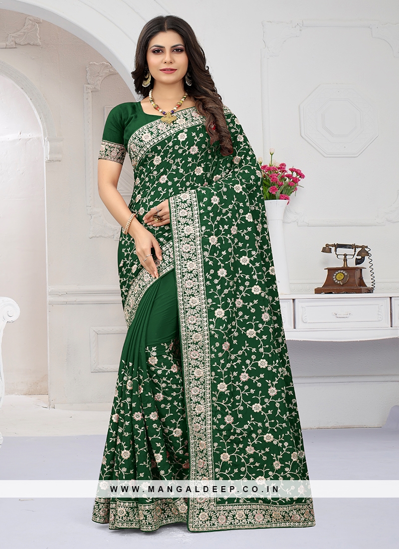 Designer drape saree pastel green Stylish cut dana embroidery heavy pa