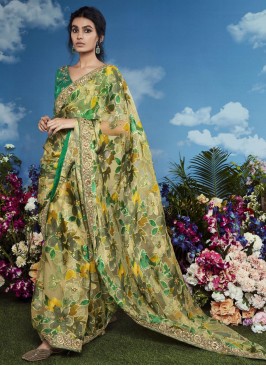 Brasso Green Designer Saree