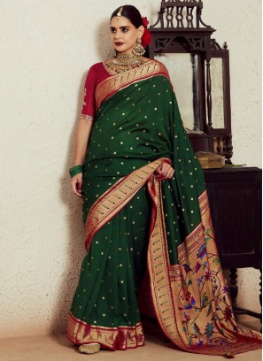 Brasso Green Weaving Trendy Saree