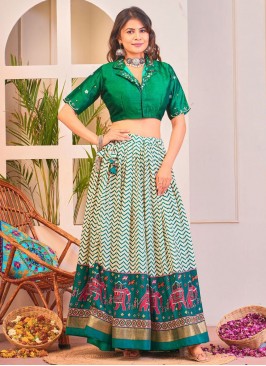 Breathtaking Green Mirror Lehenga Choli