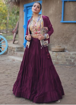 Breathtaking Wine Rayon Readymade Lehenga Choli