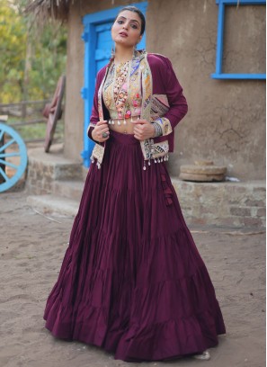 Breathtaking Wine Rayon Readymade Lehenga Choli