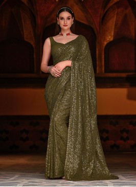 Brilliant Green Engagement Classic Saree