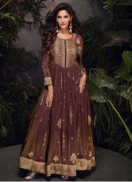 Brown and Purple Engagement Designer Gown