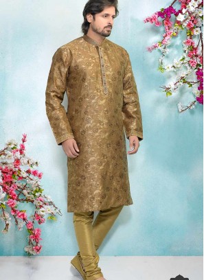 Brown Color Silk Kurta Pajama For Mens