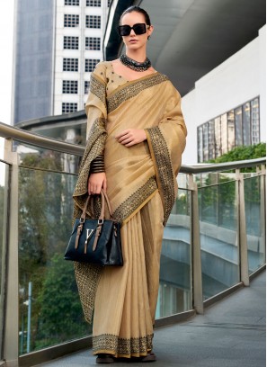 Brown Party Linen Trendy Saree