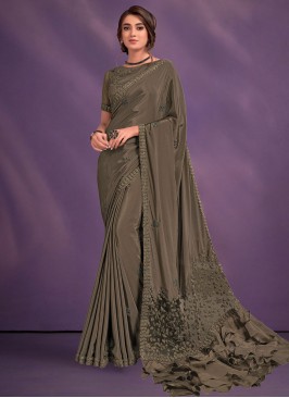 Brown Party Pure Crepe Trendy Saree