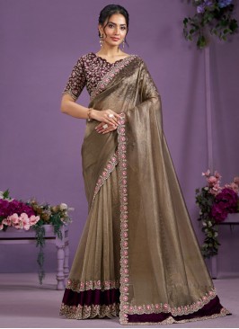 Brown Stone Wedding Classic Saree