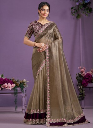 Brown Stone Wedding Classic Saree