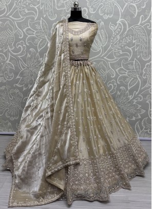 Burburry  Embroidered Designer Lehenga Choli in Cream