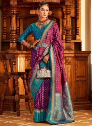 Burgundy and Magenta Banarasi Silk Trendy Saree