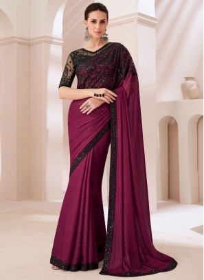 Burgundy Border Ceremonial Designer Saree